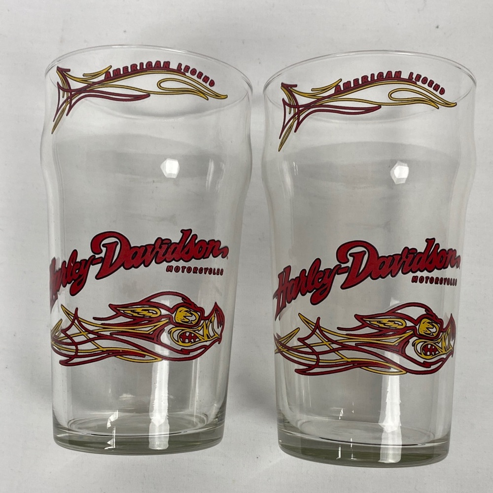 NWOT Set of 2 Harley-Davidson clear glass tumblers drinking glasses with logo